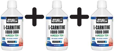 3 x L-Carnitine Liquid 3000 & Green Tea, Sour Apple - 495 ml.