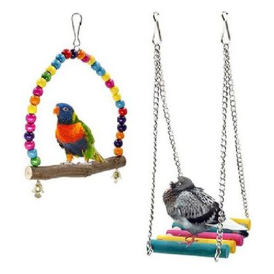 Bird Swings, Wooden Toys Pet Bird Cage Hammock Swing Hanging Toys for