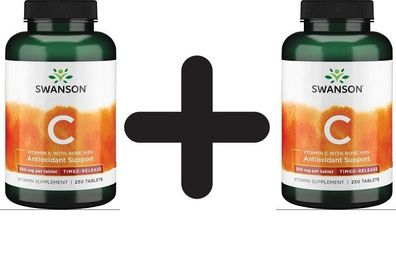 2 x Vitamin C with Rose Hips Timed-Release, 500mg - 250 tabs
