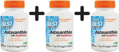 3 x Astaxanthin with AstaPure, 6mg - 90 veggie softgels