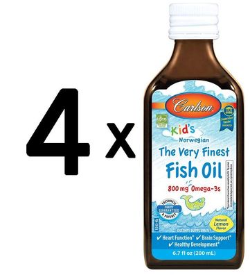 4 x Kid's The Very Finest Fish Oil, 800mg Natural Lemon - 200 ml.