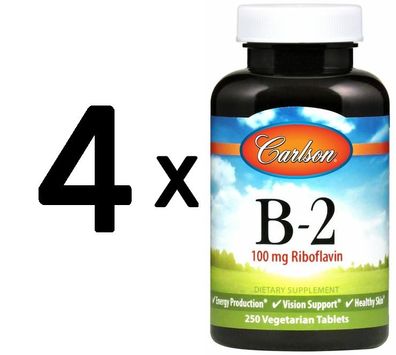 4 x Vitamin B-2, 100mg - 100 vegetarian tabs