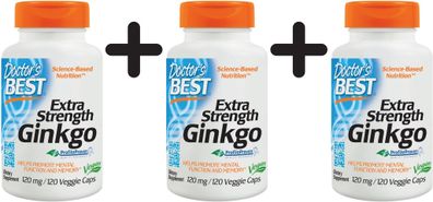 3 x Extra Strength Ginkgo, 120mg - 120 veggie caps