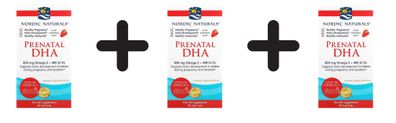 3 x Prenatal DHA, 830mg Strawberry - 90 softgels