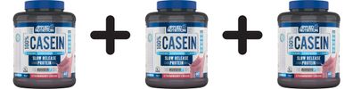 3 x 100% Casein Protein, Strawberry - 1800g
