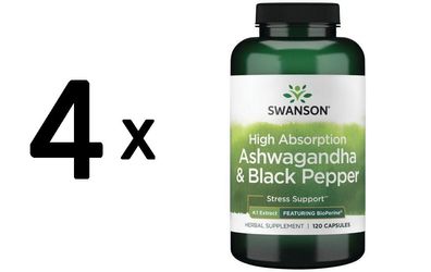 4 x High Absorption Ashwagandha & Black Pepper - 120 caps