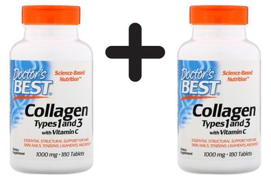 2 x Best Collagen Types 1 & 3, 1000mg - 180 tabs