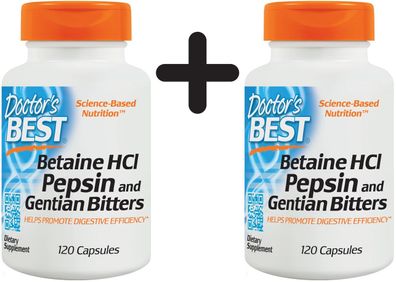 2 x Betaine HCl Pepsin & Gentian Bitters - 120 caps