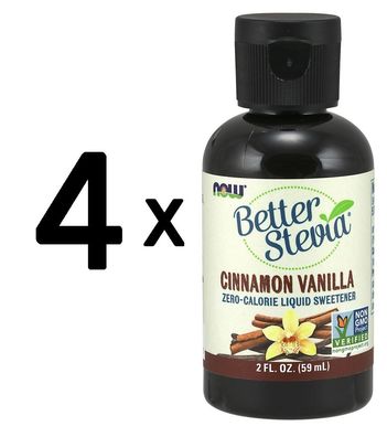 4 x NOW Foods Better Stevia - Liquid Extract, Original - 60 ml