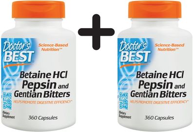 2 x Betaine HCl Pepsin & Gentian Bitters - 360 caps