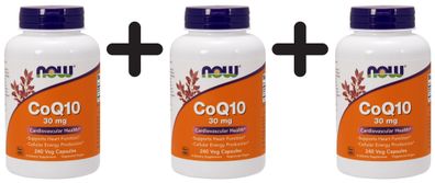 3 x NOW Foods CoQ10, 30mg - 240 vcaps