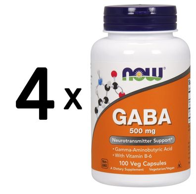 4 x GABA, 500mg with Vitamin B6 - 100 vcaps