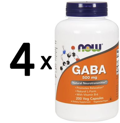 4 x GABA, 500mg with Vitamin B6 - 200 vcaps