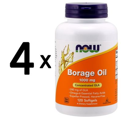 4 x Borage Oil, 1000mg - 120 softgels