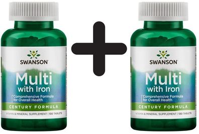 2 x Century Formula, Multi-Vitamin & Mineral with Iron - 130 tabs
