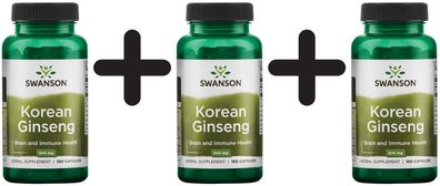 3 x Korean Ginseng, 500mg - 100 caps