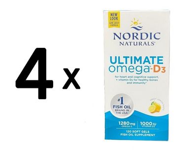 4 x Ultimate Omega-D3, 1280mg Lemon - 120 softgels