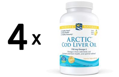 4 x Arctic Cod Liver Oil, 750mg Lemon - 180 softgels