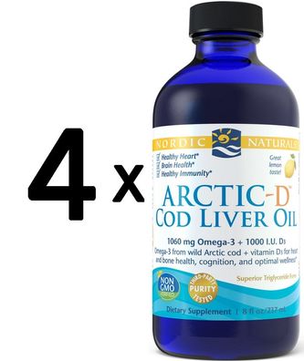 4 x Arctic-D Cod Liver Oil, Lemon - 237 ml.
