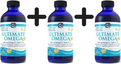 3 x Ultimate Omega Xtra, 3400mg Lemon - 237 ml.