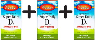 3 x Super Daily D3, 2000 IU - 10 ml.