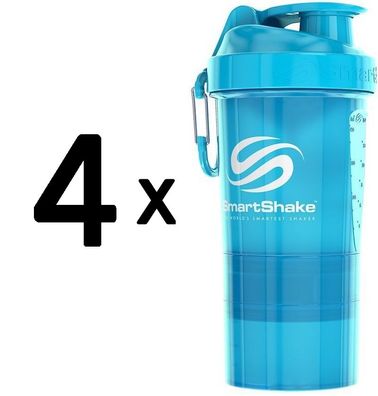 4 x Shaker Original2Go, Neon Blue - 600 ml.