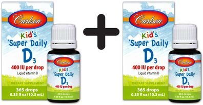 2 x Kid's Super Daily D3, 400 IU - 10 ml.
