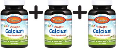 3 x Kid's Chewable Calcium, 250mg Natural Vanilla - 60 tabs