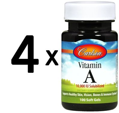 4 x Vitamin A Solubilized, 10 000 IU - 100 softgels