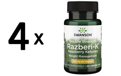 4 x Double Strength Razberi-K, 200mg - 60 vcaps