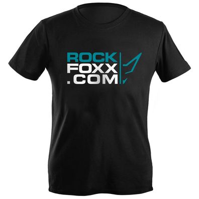 Rockfoxx U-Neck Rundhals T-Shirt Shirt MEN schwarz großes Logo