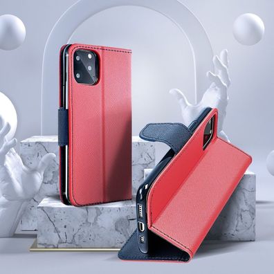 Fancy Buch Holster Tasche kompatibel mit Xiaomi Redmi Note 12s Rot-Blau