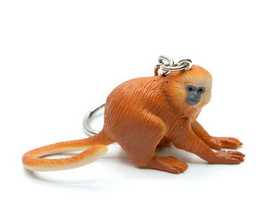 Goldenes Löwenäffchen Schlüsselanhänger Anhänger Schlüsselring Affe Primat gold