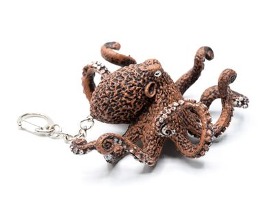 Oktopus Schlüsselanhänger Miniblings Anhänger Tintenfisch XL braun weiße Noppen