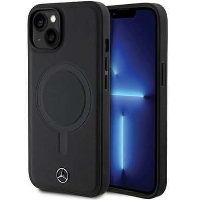 Hülle Cover Case iPhone 14 Mercedes MagSafe kompatibel Echtleder schwarz