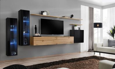 Wohnwand Braun Sideboard Wandschrank Designer Wohnzimmermöbel TV-Ständer