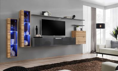 Luxus Design Möbel Garnitur Wohnwand Sideboard TV-Ständer Einrichtung Wandregal