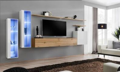 Moderne Wohnwand Luxus Holz Wand Regale Wohnzimmer Möbel Designer Einrichtung