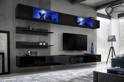 Wohnzimmermöbel Set Wohnzimmer TV-Ständer Wandschrank 6tlg. Wohnwand Einrichtung