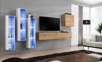 Wohnzimmermöbel Designer Wohnwand TV Ständer Hochglanz Sideboard Wand Schrank