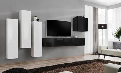 Wohnzimmer Wandschrank Luxus Garnitur TV-Ständer Modern Möbel Holz Designer