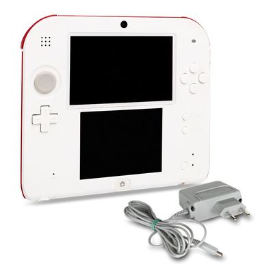 Nintendo 2DS Konsole in Weiss / Rot mit Ladekabel #25A + 2 GB - Refurbed C