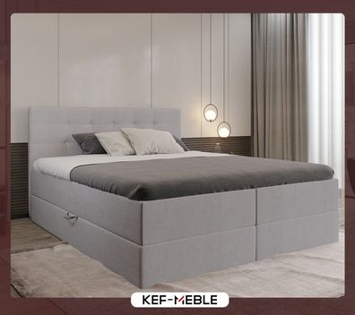 KEF-MEBLE Malaga Boxspringbett - Bett mit Matratze und Topper - Doppelbett