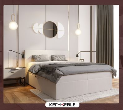 KEF-MEBLE Havana Boxspringbett - Bett mit Matratze und Topper - Doppelbett