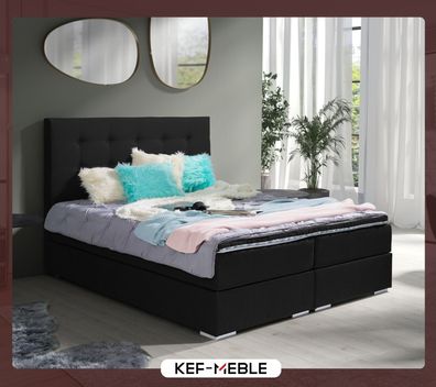 KEF-MEBLE Texas Boxspringbett - Bett mit Matratze und Topper - Doppelbett
