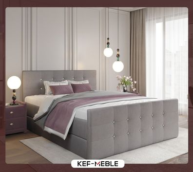 KEF-MEBLE Paris Boxspringbett - Bett mit Matratze und Topper - Doppelbett