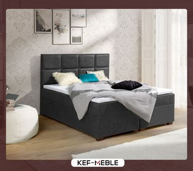 KEF-MEBLE Arizona Boxspringbett - Bett mit Matratze und Topper - Doppelbett