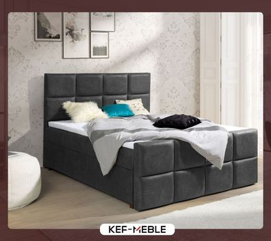 KEF-MEBLE Mallorca Boxspringbett - Bett mit Matratze und Topper - Doppelbett