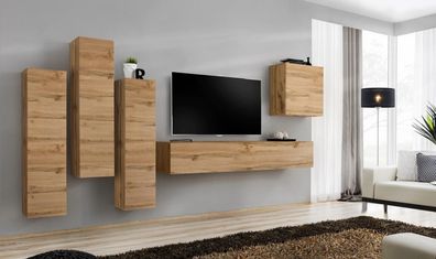 Wohnwand Braun Wandschrank Wohnzimmer TV Ständer Holz Luxus Möbel Einrichtung