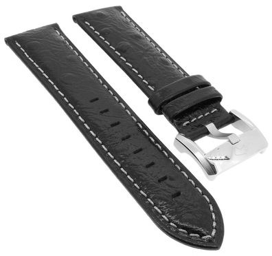 Jaguar Chronograph Uhrenarmband 24mm Leder Straußprägung schwarz J634